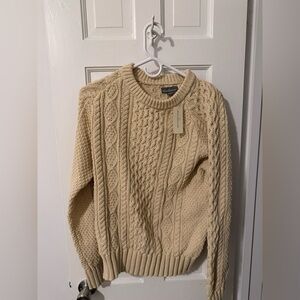 L.L. Bean Cable Knit Crewneck Sweater - Cream